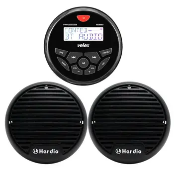 

Bluetooth Waterproof Marine Guage Stereo Receiver with MP3 Player + 3 Inch Marine Waterproof Speakers For Boat ATV UTV Golf Cart