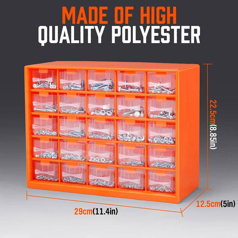 Tool Storage Box Parts Storage Box Plastic Tool Box Storage Organizer Box 25 Multi-grid Drawer Parts Box Wall-mounted Screw Classification Component Box Tool Case Electronic Components Storage ToolBox