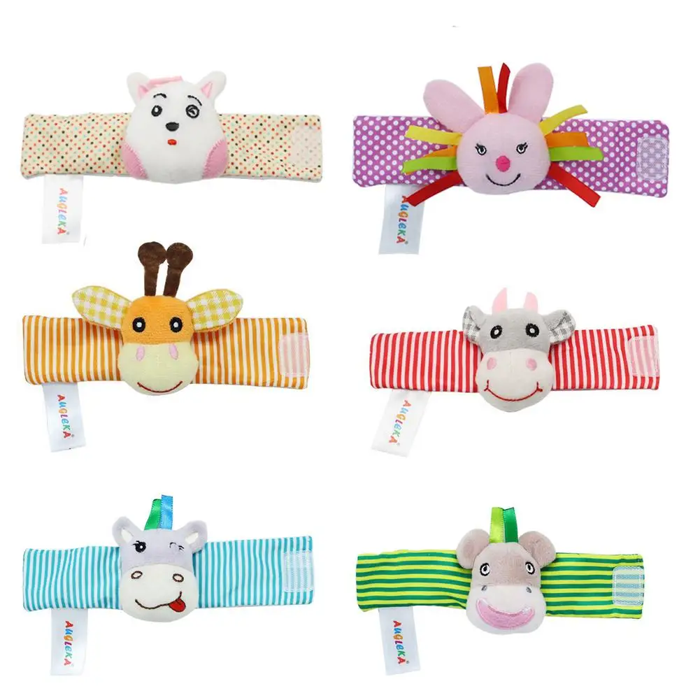 

2pcs New Soft Cartoon Animal Infant Baby Rattles Toys Children Infant Newborn Plush Wrist Rattles Baby Toy Hand Wrist Strap