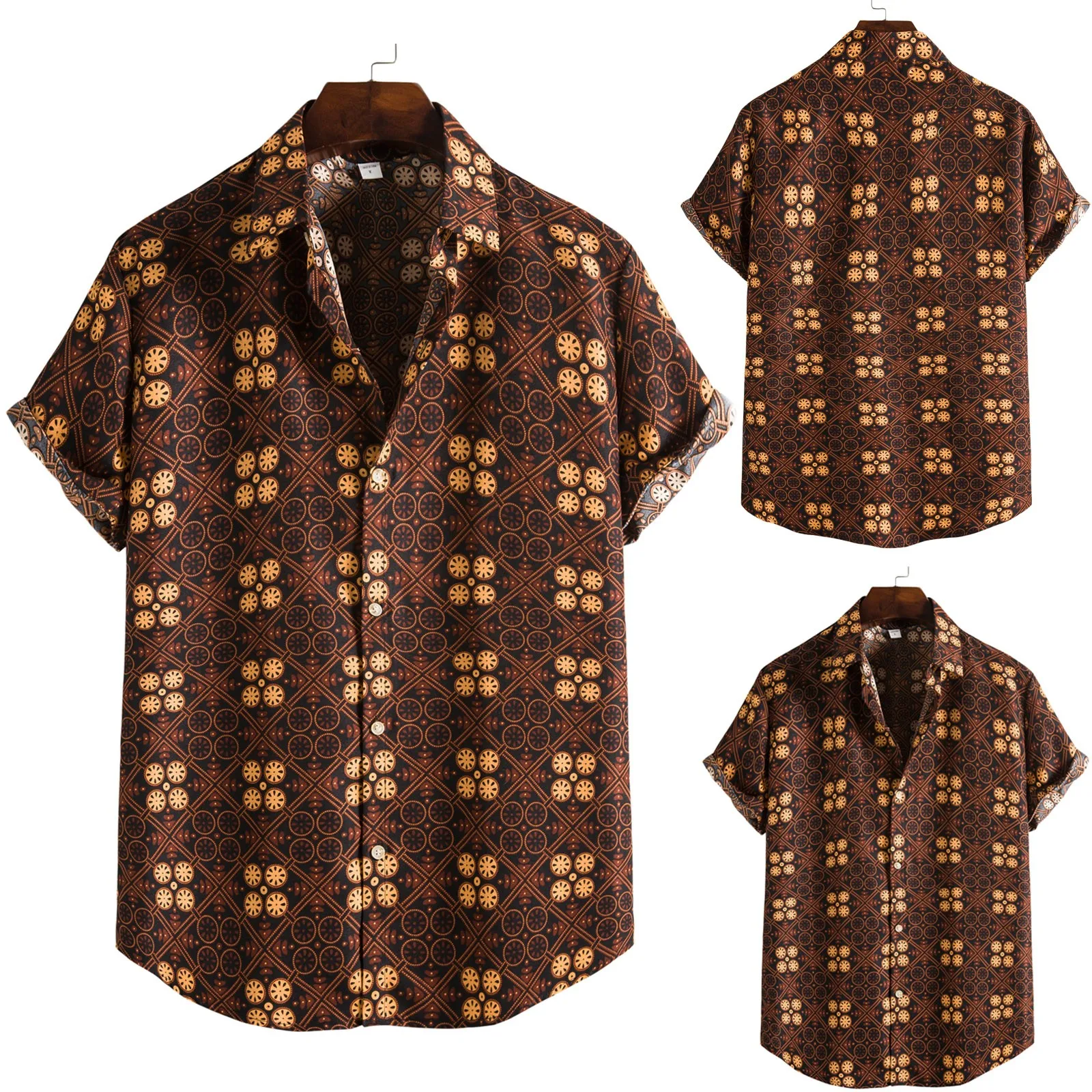 

Summer Fashion Ethnic Shirt For Men Loose Casual Vintage Short Sleeve Shirt Camisas Blouse Men Clothing Tops рубашка мужская