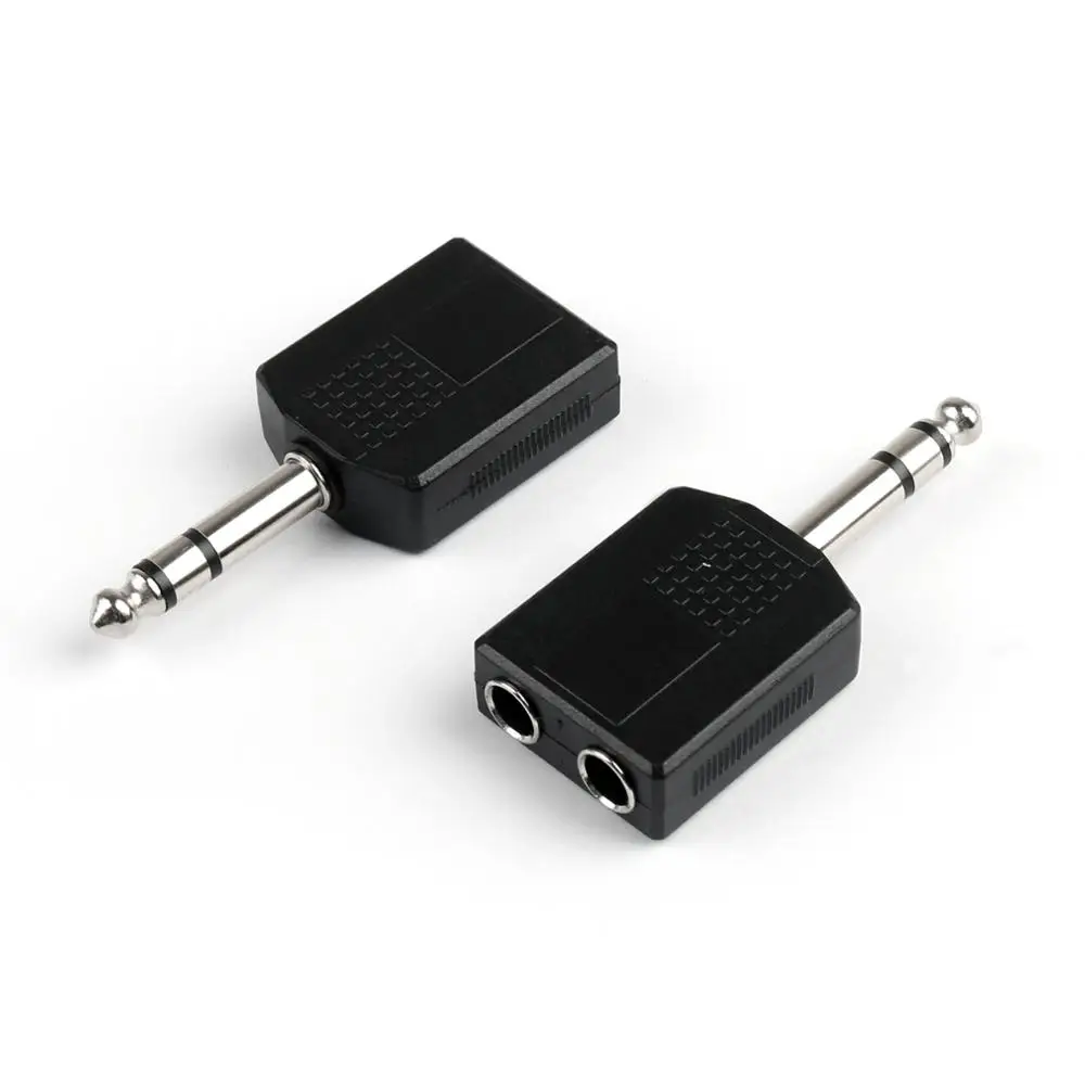 Artudatech 100Pcs 1 4 6 35mm Stereo Plug Adapter to 2 Way 6 35mm Mono Jack Headphone Y Splitter Connector Parts