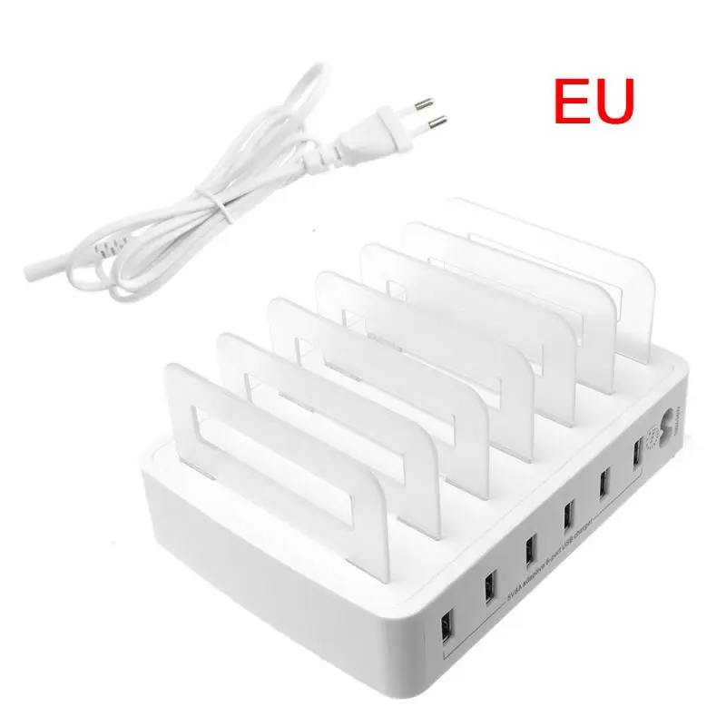 Смарт USB зарядное устройство для быстрой зарядки док-станция 6 портов 2.4A мобильных телефонов, планшетов несколько Организатор устройств настольная подставка питания Ad