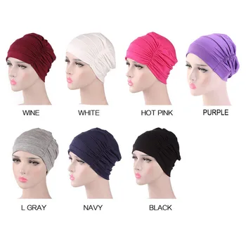 

Women Soft Slouchy Ruffle Chemo Beanie Hair Cap Sleep Turban Hat Liner For Cancer Hair Loss Caps Cotton Wrap Bandana Head