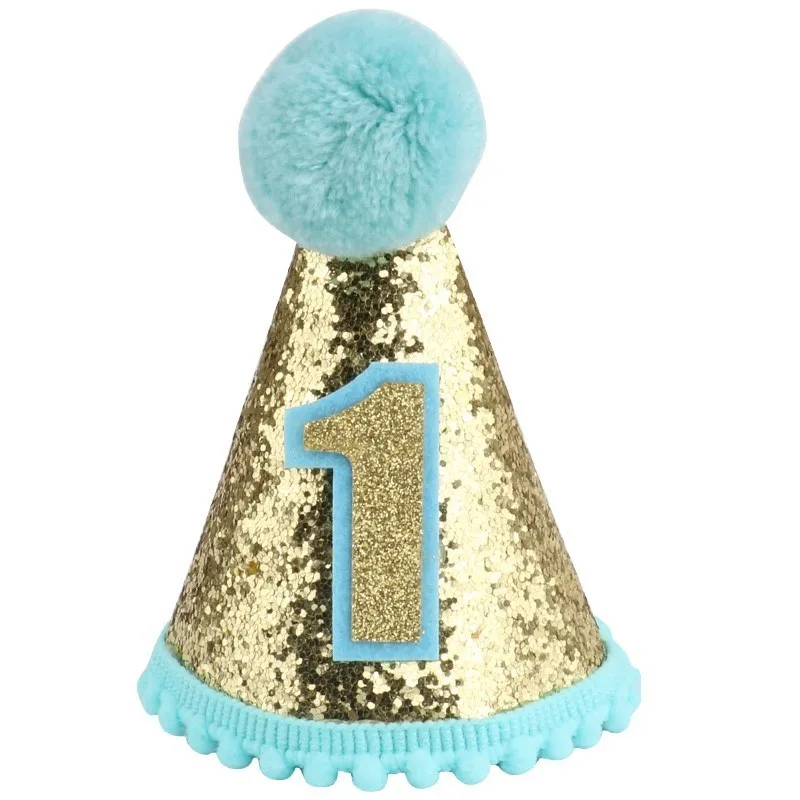 blue 1 year old Домашние шапки для собак для кошек, собак, костюм на день рождения, дизайн с блестками, головные уборы, регулируемая бейсбольная кепка, рождественские аксессуары для домашних животных, для щенков - Цвет: blue 1 year old