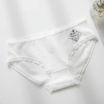 

Women Sexy Underwear Solid Lace Lingerie Female Cotton Briefs Mid-Rise Seamless Panties For Ladies