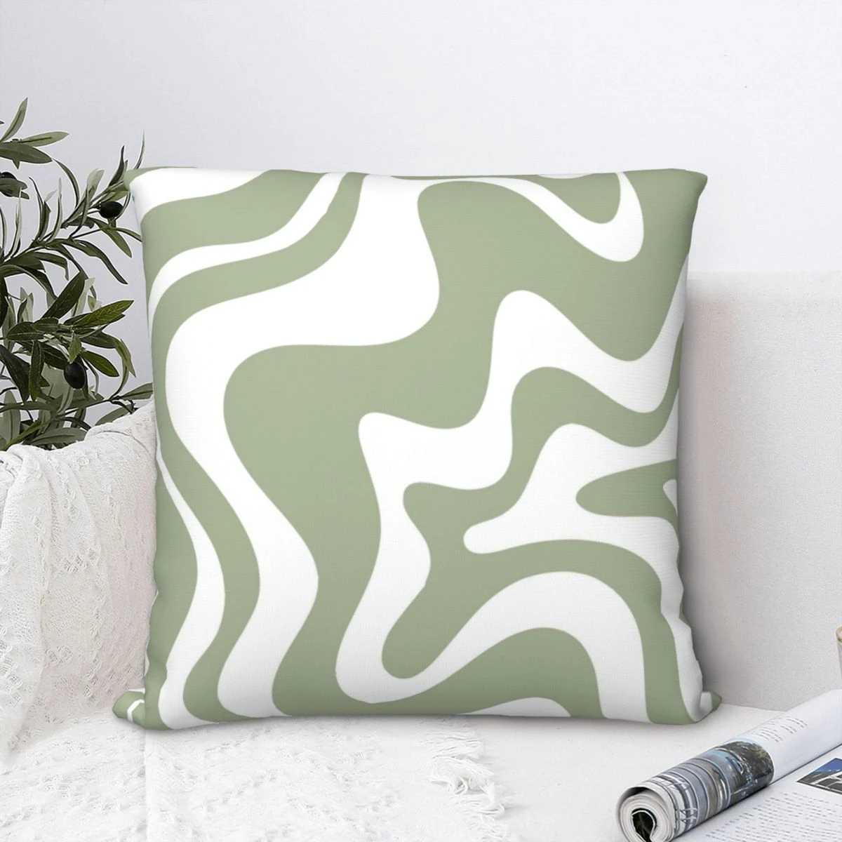 緑と白の枕カバー サテンの抽象的なモチーフ 枕カバー 家庭用 Pillow Case Aliexpress