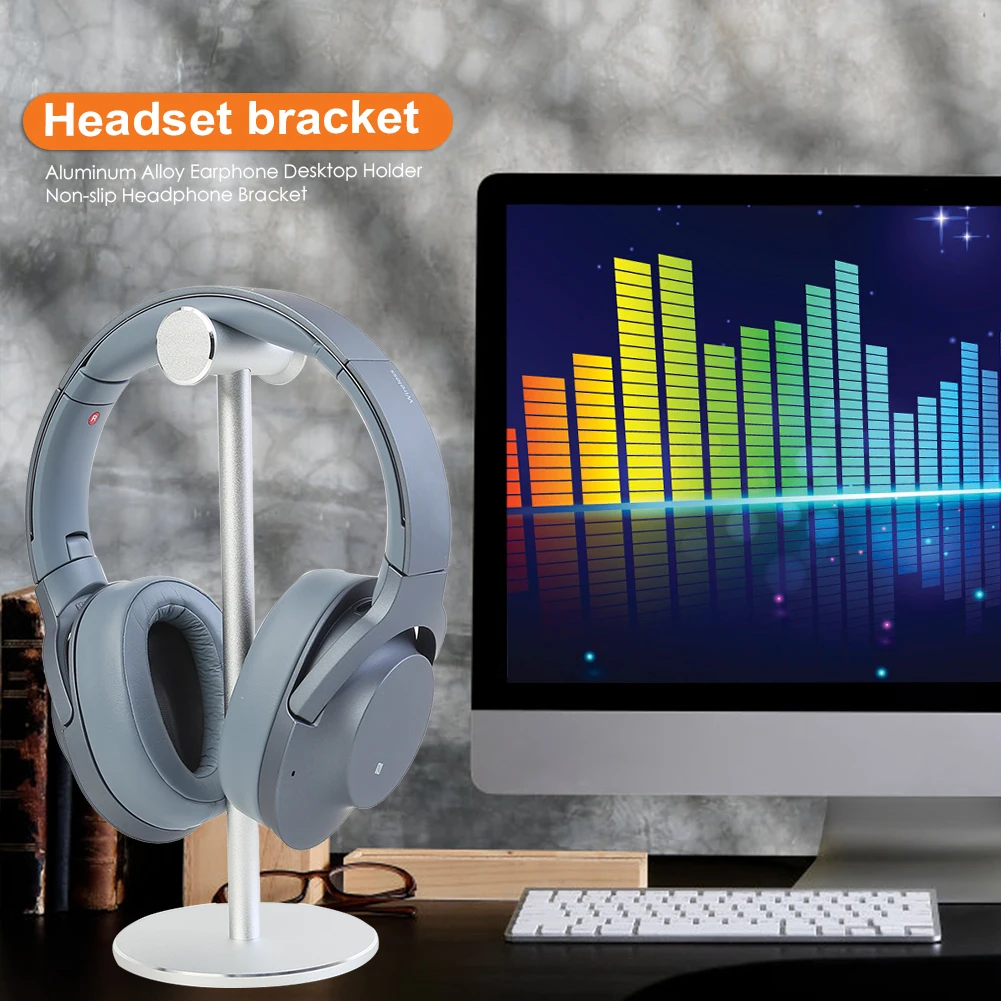 Portable Aluminum Alloy Headphone Desktop Stand Hanger Head Mounted Hook Non slip Earphones Display Holder Accessories