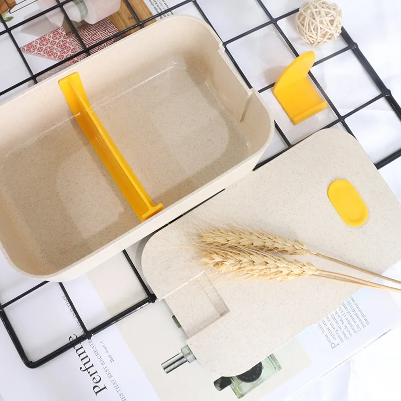 

Wheat Straw Japanese Style Lunch Box Containers with Compartments Leakproof Microwave Bento Box Eco-Friendly Food Container