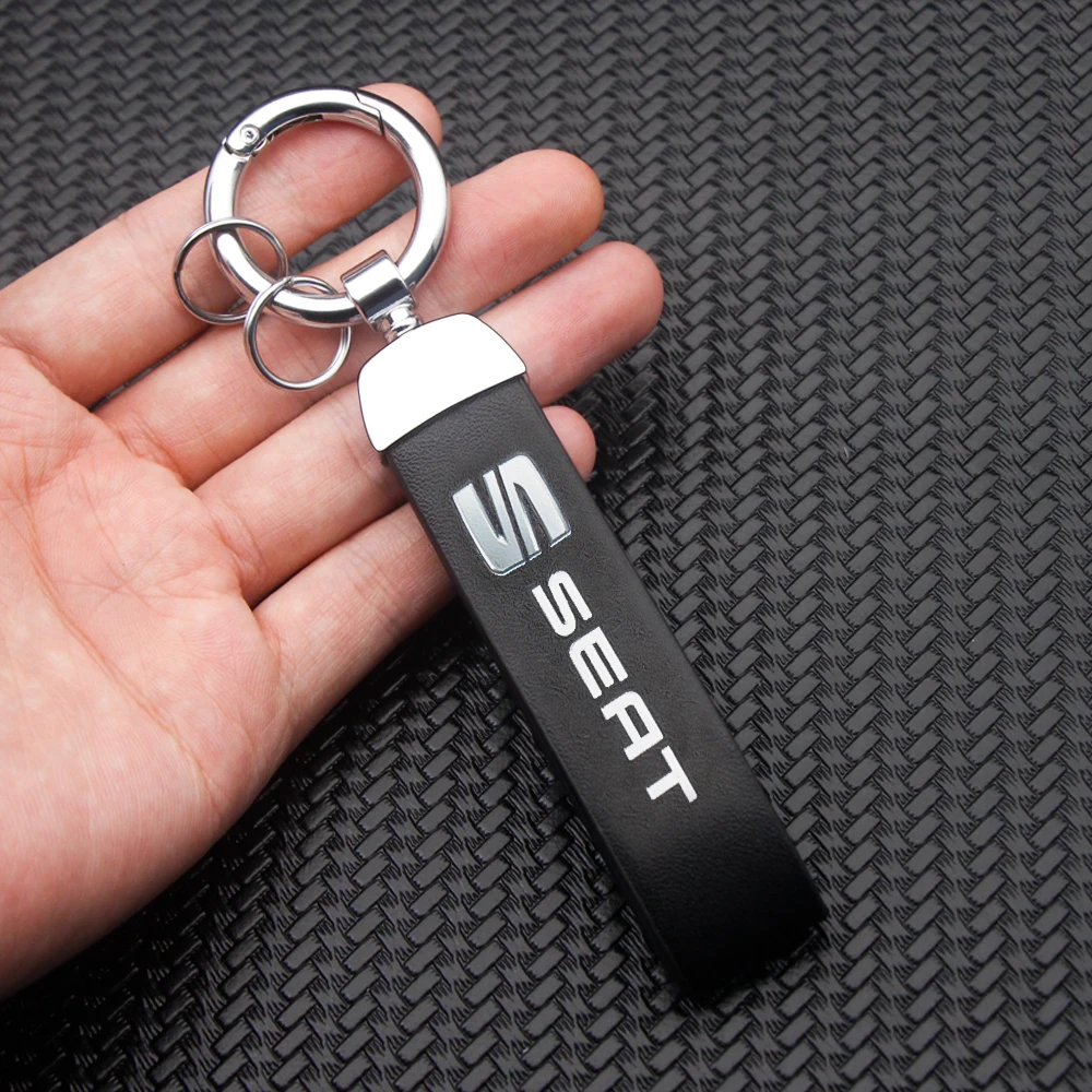 Leather Car Printed Keychain 3D Metal Keyrings Auto Badge Key Chain