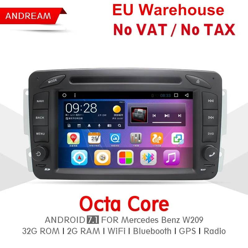 

7'' Octa Core 2G RAM 32G ROM Car DVD Player Stereo Android 7.1 Car Radio Navigation BT WiFi For Benz W209