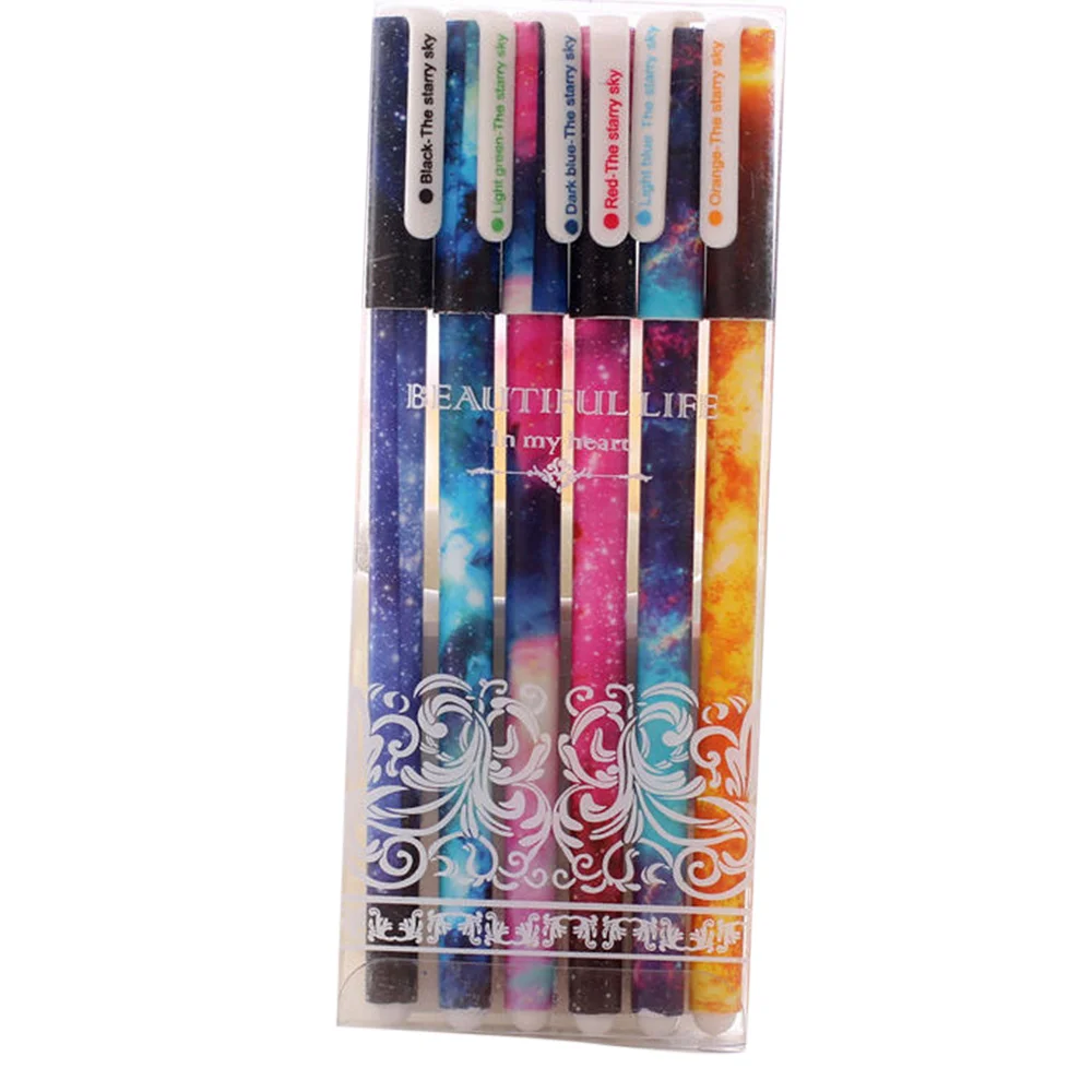 Roller Ball Pen 6pcs/Set Black/Colorful Students Writing Tool Office Accessories 15cm Creative Stationery Gift School Supplies