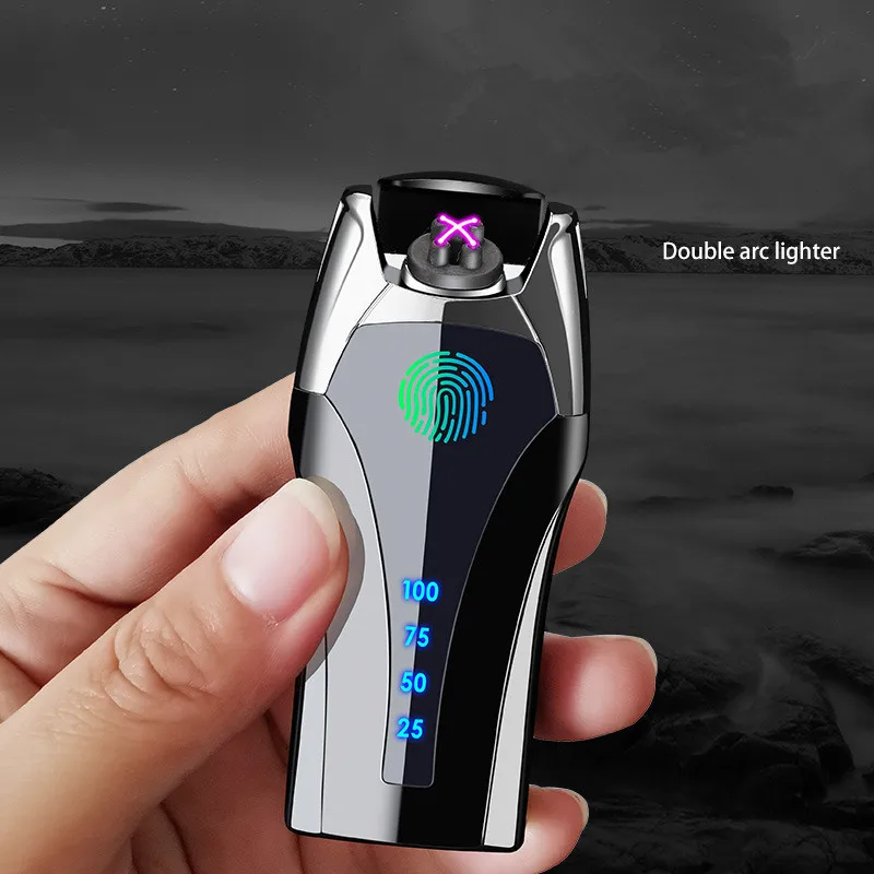 USB зажигалка для курения с отпечатком пальца металлическая парня отца подруги
