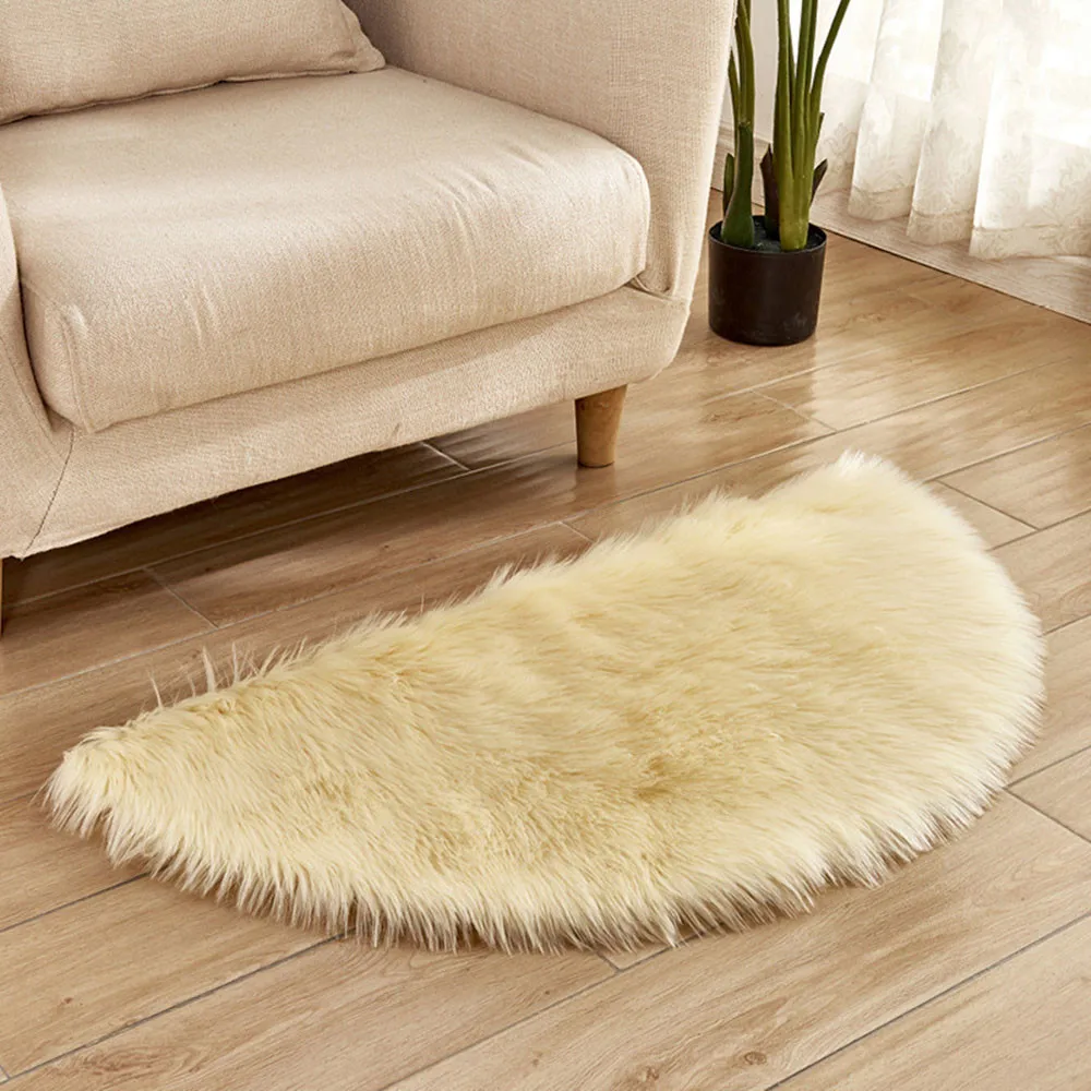 

Coral Velvet Half Round Rug Carpets Non-slip Living Room Children Kids Carpet Floor Shower Rug Yoga Plush Round Modern Home Mat