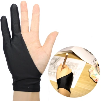 

Anti-Fouling Artist Glove For Drawing Black 2 Finger Painting Digital Tablet Writing Glove For Art Students