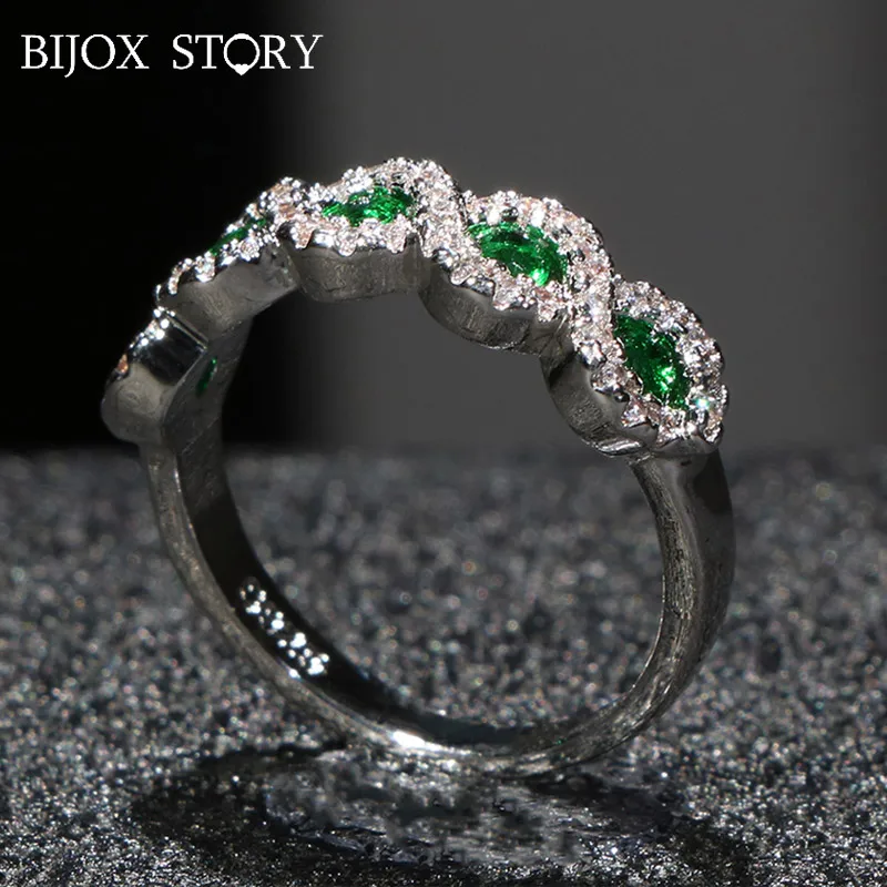 BIJOX STORY Fashion 925 Silver Ring with Emerald Ruby Gemstones for Women Fine Jewelry Wedding Promise Party Gift Ring size 5-11 BIJOX STORY Fashion 925 Silver Ring with Emerald Ruby Gemstones for Women Fine Jewelry Wedding Promise Party Gift Ring size 5-11