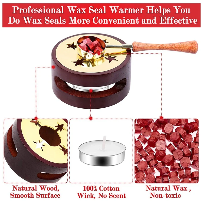 Red Wax for Letters Stamp Seals Sealing Wax Kit with Wax Seal Beads Wax  Seal Warmer Wax Spoon and Candles - AliExpress