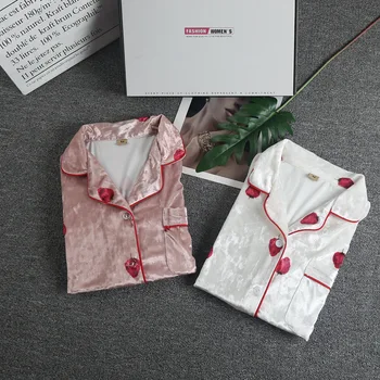 

New Womens M-XL velvet Shirt Pants Pajamas Suit Night Robe Sleepwear Sets Casual Spring Sleep Nightwear Kimono Bath Gown