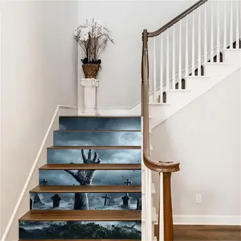 

Halloween 3D Haunted House Stairs Stickers Halloween Party Decoration PVC 3D Halloween Stickers for Stairs