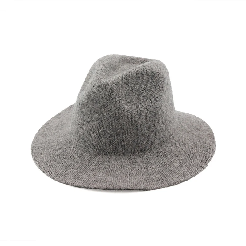 Light Gray fedora FS осень-зима, джазовая шляпа с широкими полями для женщин и мужчин, шерстяная фетровая шляпа джентльмена, элегантная женская церковная Панама, сомбреро, Черная кепка - Цвет: Light Gray fedora