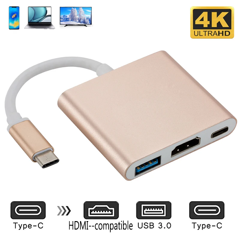 Adaptador Thunderbolt 3 Concentrador USB tipo Compatible con HDMI Soporte 4K Samsung Dex Base USB-C con PD para MacBook Pro/Air 2023