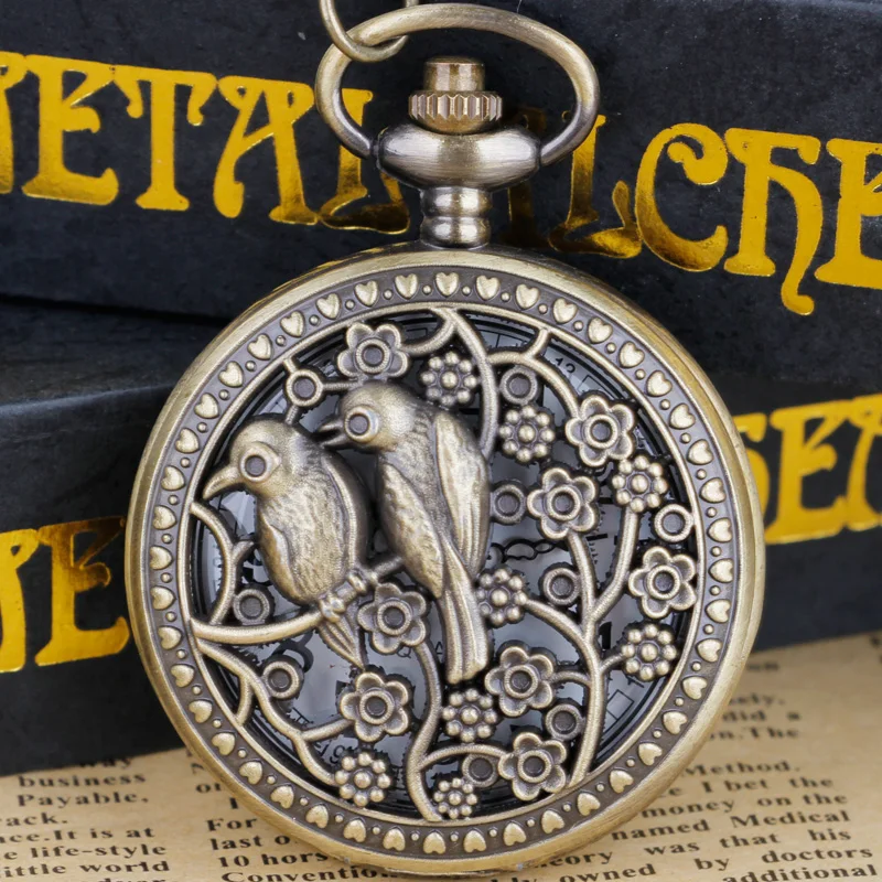 Vintage Hollowed Out Flower And Bird Carving Women's Quartz Pocket Watch Pendant Exquisite Gift | Наручные часы