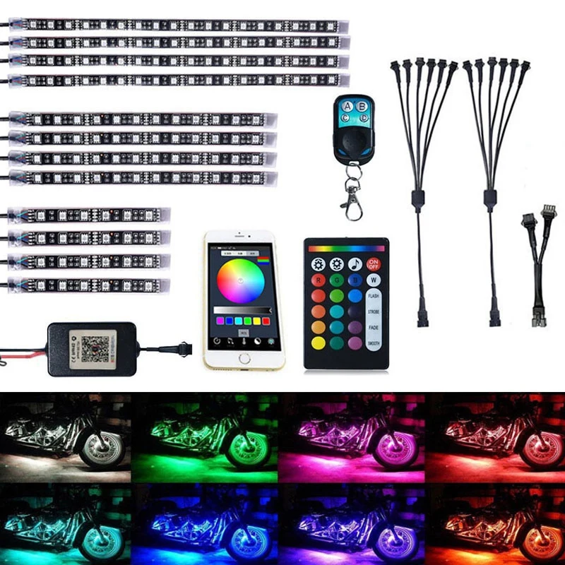 12 шт. мотоцикл 1 Drag 12 Многоцветный светильник Rgb голосовой Bluetooth приложение управление музыкой светодиодный атмосферный светильник для мотоцикла Atv
