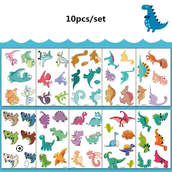 

10pcs/set Dinosaur Kids Tattoo Cute Fake Temporary Tattoo Sticker Waterproof Tatouage Enfant Face Hands Body Tatuajes Temporales