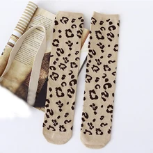 Calcetines hasta la rodilla de algodón para niños y niñas, medias suaves de leopardo, calentadores de piernas, calcetín largo de invierno
