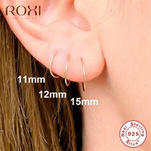 ROXI Thời Trang Trang Sức Đơn Giản Bông Tai Nữ Bạc 925 Nữ Mini Nhỏ Đôi Khuyên Tai Vòng Xương Tai Khóa Vòng Vòng Tròn Bông Tai(China)