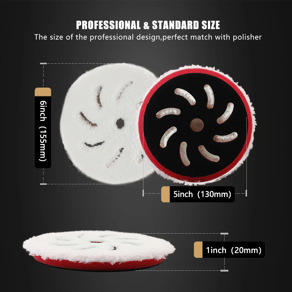 SPTA 1PC 3"/5"/6" 3-in-1 Fast Finishing Microfiber Polishing Pad Disc for DA/RO Car Polisher Waxing Finishing