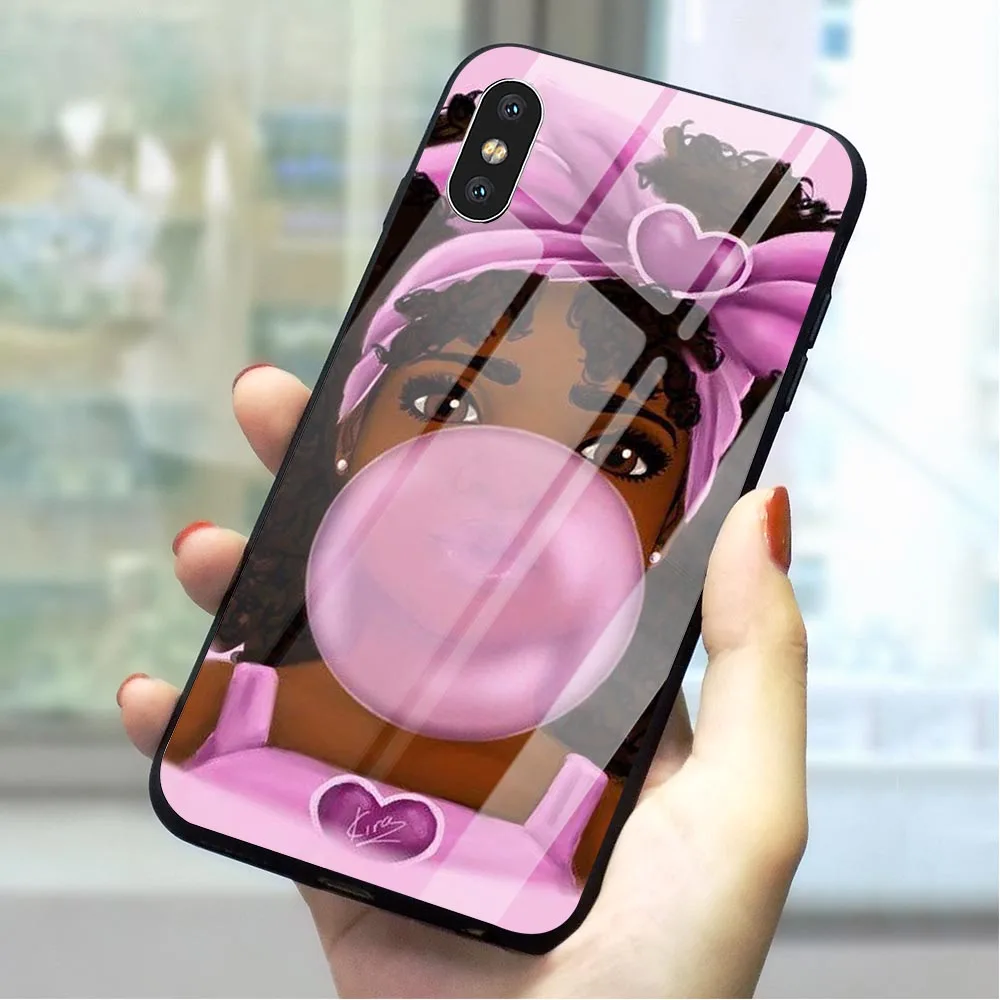 hybrid sweet bubble gum fashion tempered glass phone case for