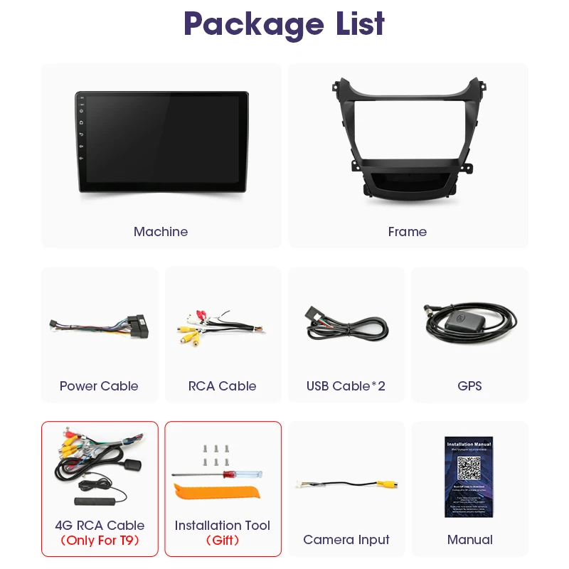 JMCQ 8-Core Carplay Car Radio For Hyundai Elantra 2014-2016 Multimidia Video Player 2 din 4G Wifi Android 9.0 4+64G Split Screen