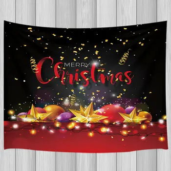 

Christmas Gold Star Glass Ball Tapestry Wall Hanging Living Room Bedroom Decor