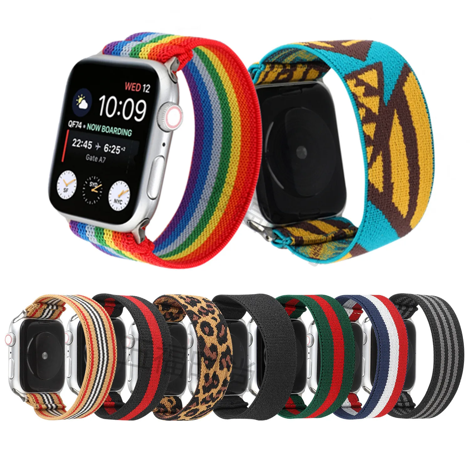 Mejor precio Correa elástica para apple watch, nuevo diseño, banda deportiva de 44mm, 40mm, 38mm y 42mm para iWatch SE 6 5 4 3 2 1 Vy8ORRa1G