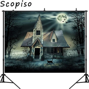 

Scopiso Photography Backdrops Halloween Background Shabby House Black Cat Newborn Photography Background Photo Studio Prop