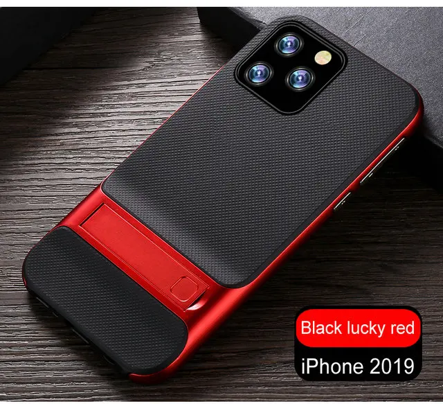 Для iPhone 11 Pro Max чехол Роскошный тонкий матовый чехол Подставка для Apple iPhone 11 чехол для iPhone 11 Pro Чехол iPhone11 11Pro - Цвет: Black lucky red