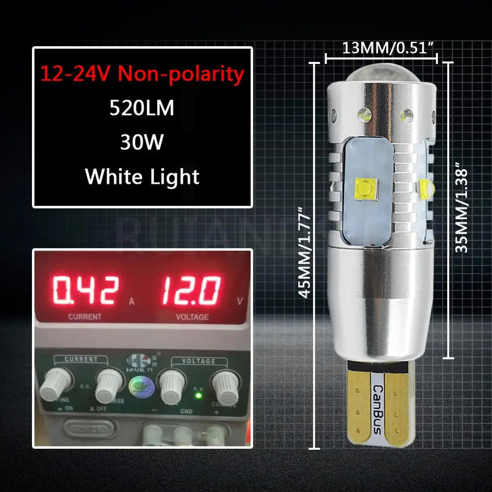 2 шт. AC12-24V чистый белый w5w T10 Светодиодные лампы 30 Вт Canbus 501 creexb-d чипы высокой мощности габаритный Боковой габаритный фонарь автомобильный светильник источник