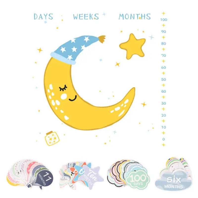 

New Baby Wrap Towel Month Age Card Set Newborn Milestone Blanket Infants Growth Photo Background Props Accessories