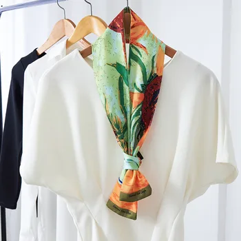 

Spring And Autumn Narrow Small Silk Scarf Women's Long Decorative Neck Scarf Scarf Belt Hit Color C118