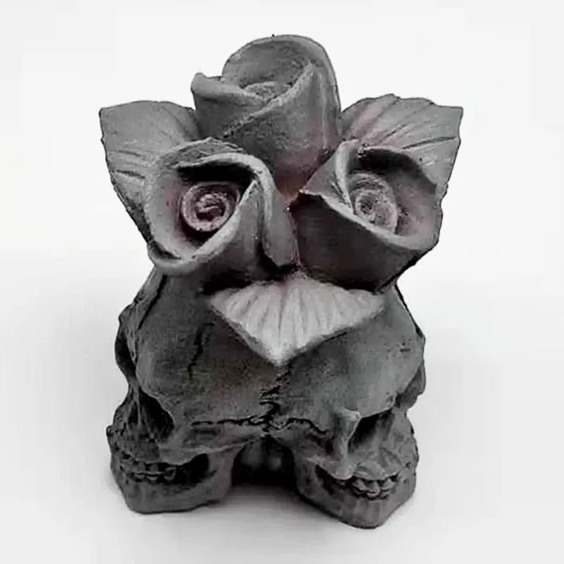 

3-sided skull rose silicone mold diy resin plaster candle model making Halloween decoration tool