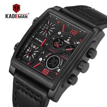 

KADEMAN Luxury Square Men Watch Dual Display Digital Wristwatches Military Sport Man Watches TOP Brand New Relogio Masculino