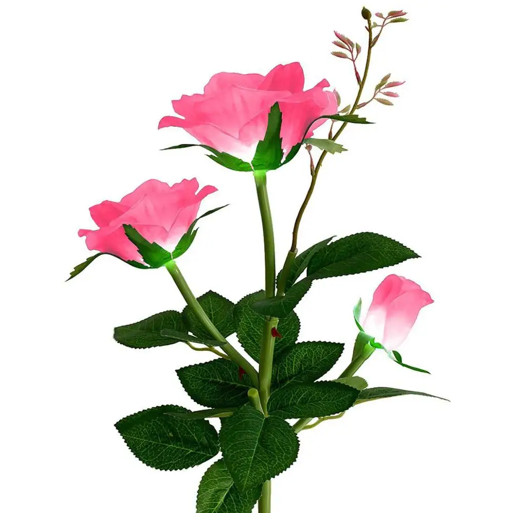 

Solar powered Decorations lamp Rose Flower Lights 3 Rose waterpoof Garden Stake Light for Garden Patio Yard Pathway Decoration