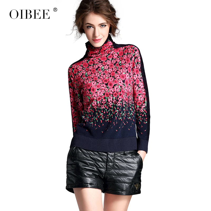 OIBEE2019 осенний женский Модный пуловер с высоким воротником и принтом длинный рукав джемпер женский свитер