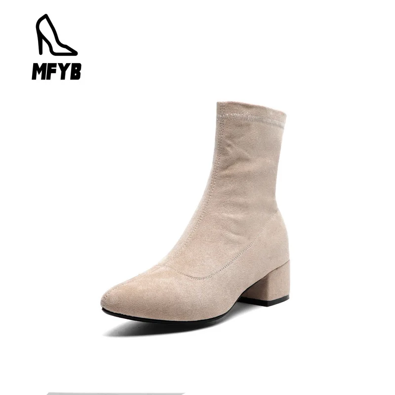 

MFYB Women's boots 2019 winter new style comfortable with large size women's shoes 35-43 suede low tube women's boots tide