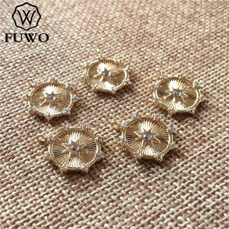 FUWO High Quality Brass Flower Shape Pendant With Gold Filled Anti Fading DIY Jewelry Making Accessories 10pcs/Lot B011