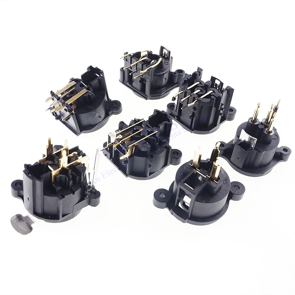 10 stücke XLR Buchse 3 5 Pin Weiblich Männlich Receptacle Latch Lock Stecker Vertikale Rechtwinklig Solder PCB Grad durch löcher Panel Montieren – Detail 3
