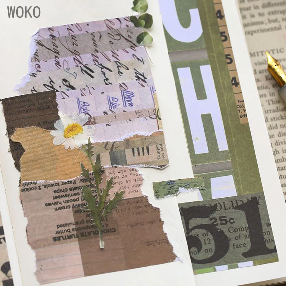 WOKO 12 шт., ретро, Европейский рисунок, цветок, английская буква, Старая книга, страница, коллаж, материал, наклейка, сделай сам, скрапбукинг