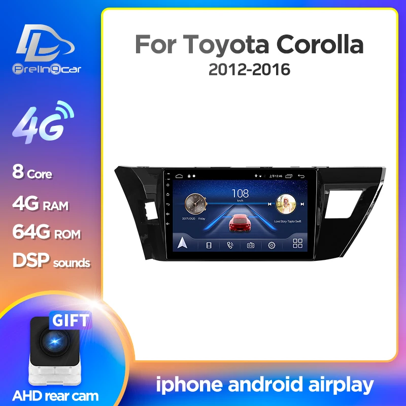 Автомобильная Мультимедийная система Prelingcar автомагнитола на Android 10 для Corolla 11 2012
