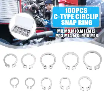 

100pcs M8-M18 Circlip Set External/Internal Retaining E-type Circlip Lock Snap Retaining Ring Set holes Shaft Collar Washer