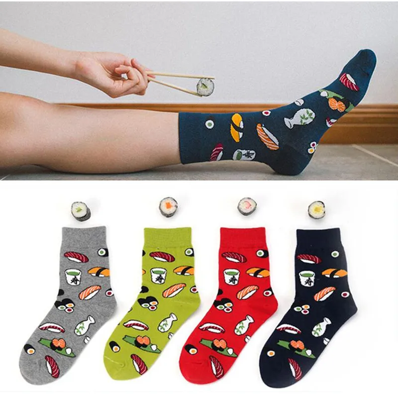 Коллекция года, модные носки Harajuku kawaii для девочек модные креативные забавные женские хлопчатобумажные носки с рисунками суши хипстерские Носки с рисунком